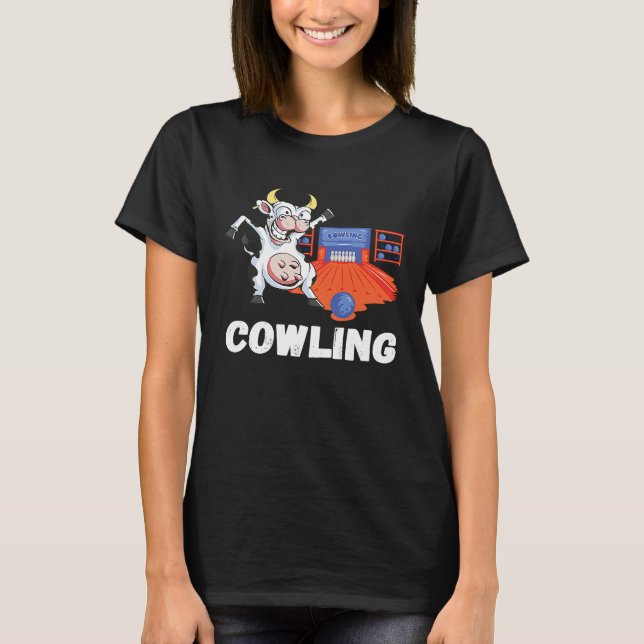 Funny Bowling Cow Bowler Strike Bowling Pin Bowlin T-Shirt (Front)