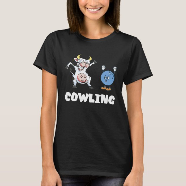 Funny Bowling Cow Bowling Ball Bowler Strike Bowli T-Shirt (Front)