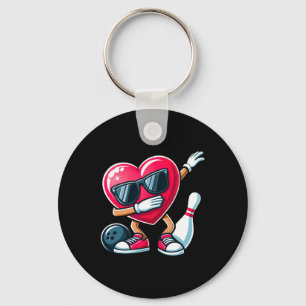 Funny Bowling Dabbing Dab Heart Valentines Day Boy Key Ring