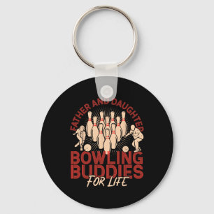 Funny Bowling Dad Daughter Father And Daughter Bow Key Ring