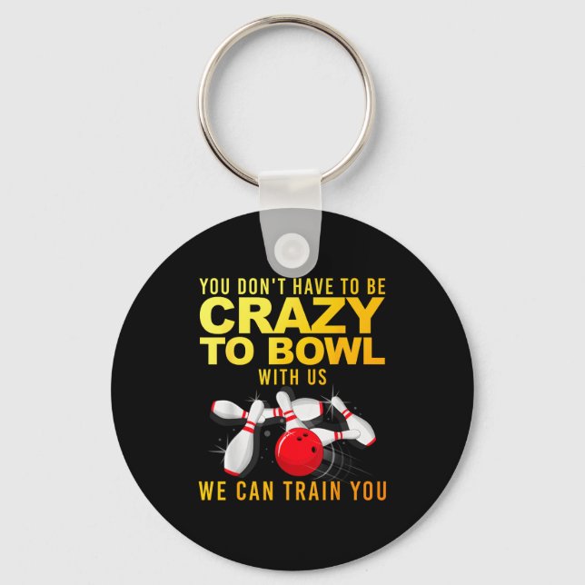 Funny Bowling Design For Men Women Kids Bowler Bow Key Ring (Front)