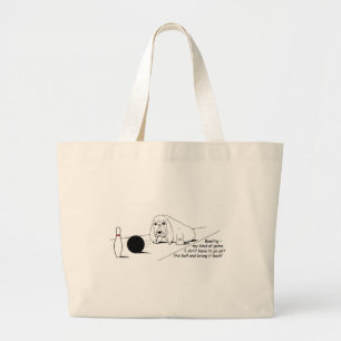 Funny Bowling Dog Large Tote Bag