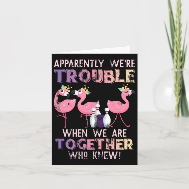 Funny Bowling Flamingo  Card (Front)