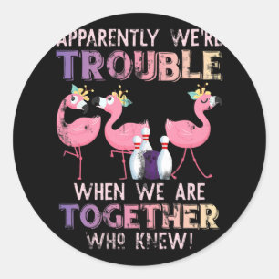 Funny Bowling Flamingo Classic Round Sticker