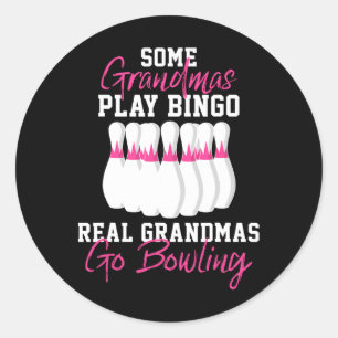 Funny Bowling Gift For Grandma  Classic Round Sticker