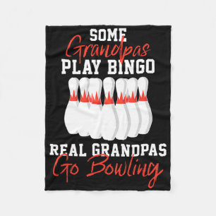 Funny Bowling Gift For Grandpa Or Dad Fleece Blanket