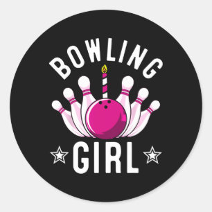 Funny Bowling Gift For Kids Cool Bowler Girls Birt Classic Round Sticker
