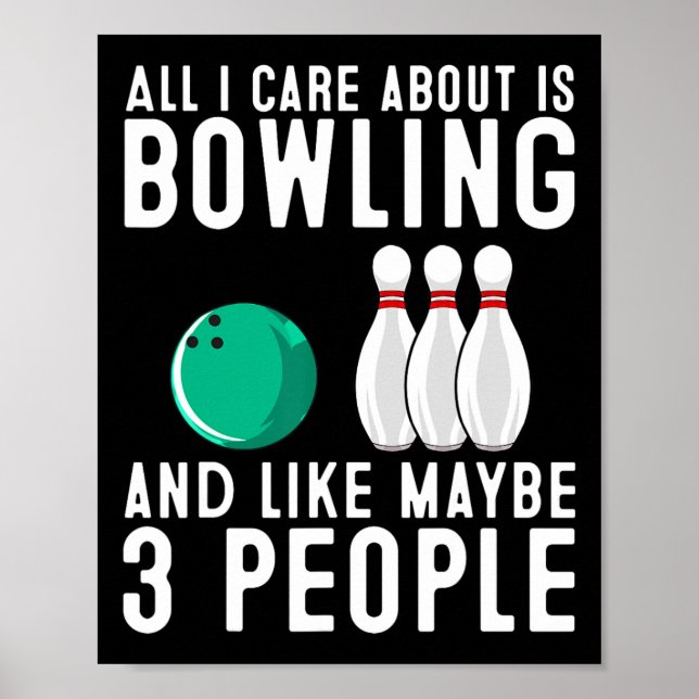 Funny Bowling Gift For Women Men Cool Bowler Sport Poster (Front)