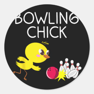 Funny Bowling Gift Women Cute Bowling Chick Sports Classic Round Sticker
