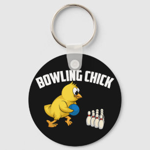 Funny Bowling Gift Women Cute Bowling Chick Sports Key Ring