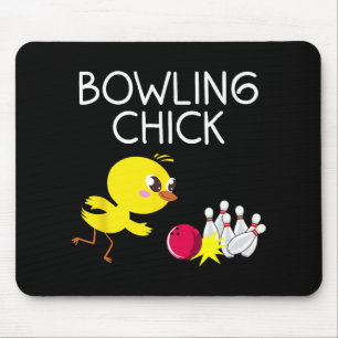 Funny Bowling Gift Women Cute Bowling Chick Sports Mouse Pad