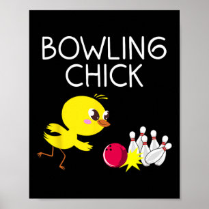Funny Bowling Gift Women Cute Bowling Chick Sports Poster