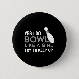 Funny Bowling Girl Player Game Bowler Enthusiast Q 6 Cm Round Badge