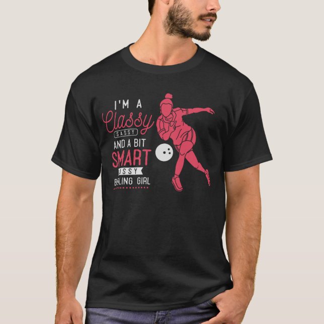 Funny Bowling Girl Witty Bowler Humour T-Shirt (Front)