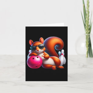 Funny Bowling Graphic For Bowling Lovers Squirrel Card