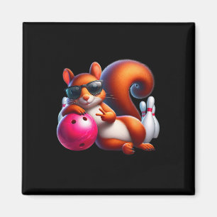 Funny Bowling Graphic For Bowling Lovers Squirrel Magnet