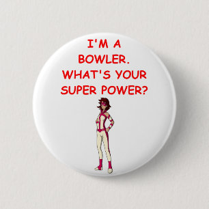 funny bowling joke 6 cm round badge