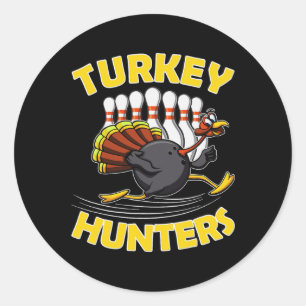 Funny Bowling Kids Turkey Hunters  Classic Round Sticker