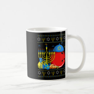 Funny Bowling Ll Menorah And Dreidel Ugly Hanukkah Coffee Mug