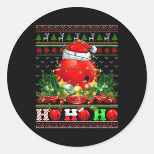 Funny Bowling Ll Xmas Tree Lights Ugly Christmas S Classic Round Sticker