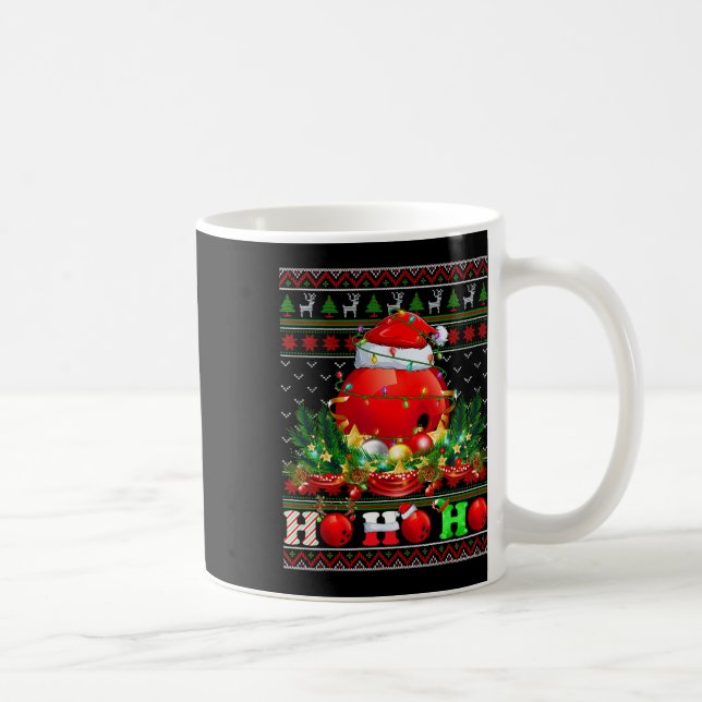 Funny Bowling Ll Xmas Tree Lights Ugly Christmas S Coffee Mug (Right)