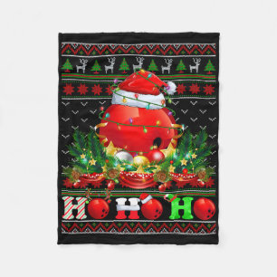 Funny Bowling Ll Xmas Tree Lights Ugly Christmas S Fleece Blanket