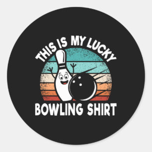 Funny Bowling Lover Bowler This Is My Lucky Bowlin Classic Round Sticker