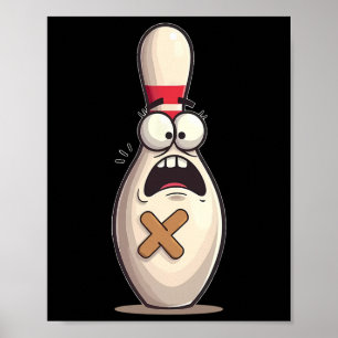 Funny Bowling Lover Bowlers Scared Pin Graphic For Poster