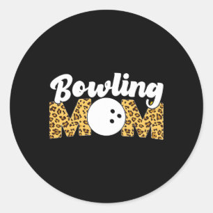 Funny Bowling Mum Leopard Cheetah Bowling Mum  Classic Round Sticker