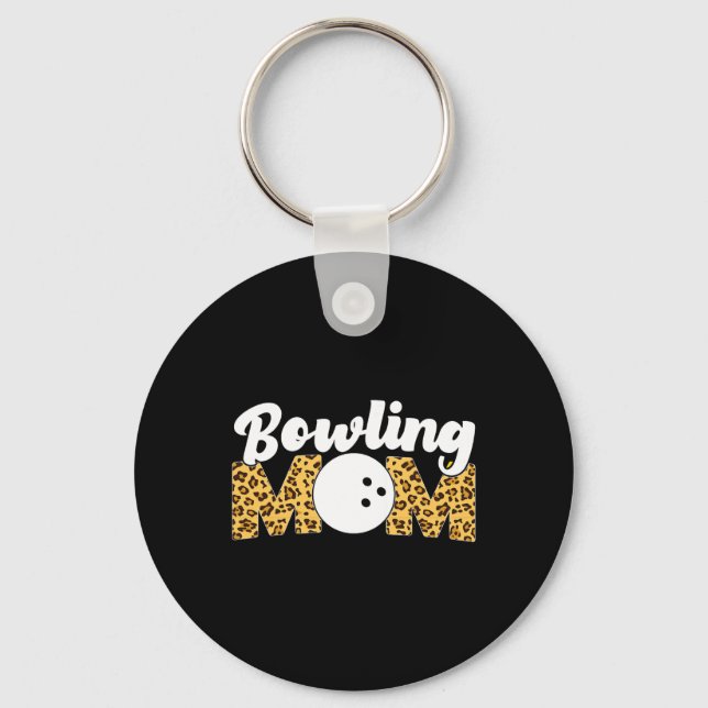 Funny Bowling Mum Leopard Cheetah Bowling Mum  Key Ring (Front)