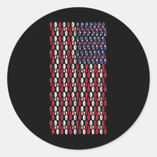 Funny Bowling Pin American Flag Design Classic Round Sticker