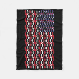 Funny Bowling Pin American Flag Design Fleece Blanket