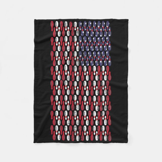 Funny Bowling Pin American Flag Design  Fleece Blanket (Front)