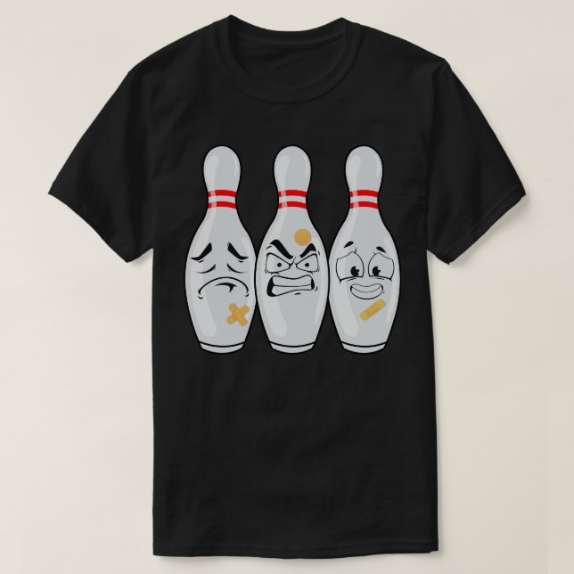 Funny Bowling Pin Faces For Bowling Lover Men Kids T-Shirt (Design Front)