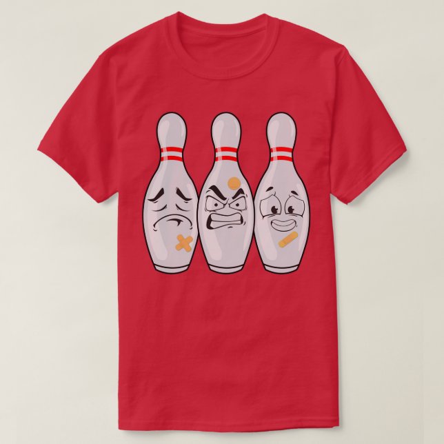 Funny Bowling Pin Faces For Bowling Lover Men Kids T-Shirt (Design Front)