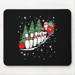Funny Bowling Player Xmas Lights Santa Bowling Chr Mouse Pad
