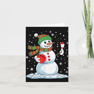 Funny Bowling Player Xmas Lights Snow Bowling Chri Card