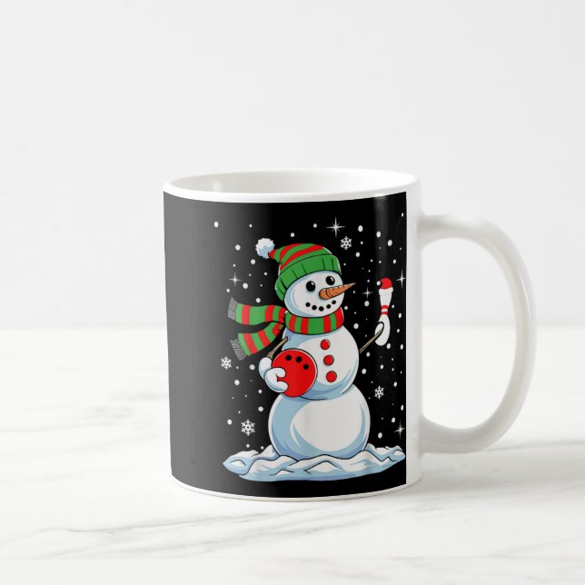 Funny Bowling Player Xmas Lights Snow Bowling Chri Coffee Mug (Right)