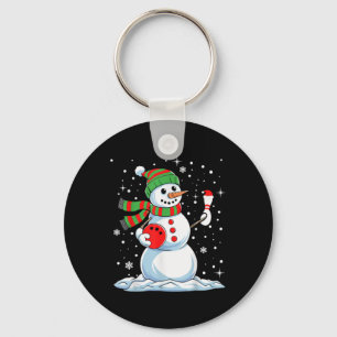 Funny Bowling Player Xmas Lights Snow Bowling Chri Key Ring