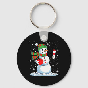 Funny Bowling Player Xmas Lights Snow Bowling Chri Key Ring