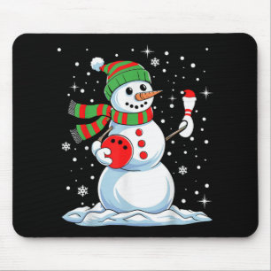 Funny Bowling Player Xmas Lights Snow Bowling Chri Mouse Pad