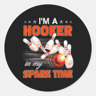 Funny Bowling Pun I'm A In My Spare Time Gifts  Classic Round Sticker