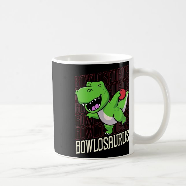Funny Bowling Pun T-rex Dinosaur Bowlosaurus 1  Coffee Mug (Right)