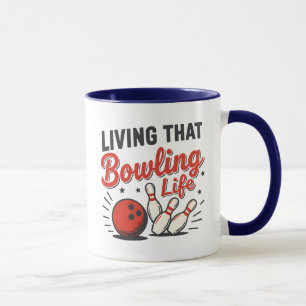 Funny Bowling Saying Ball And Pins Retro Style  Mug