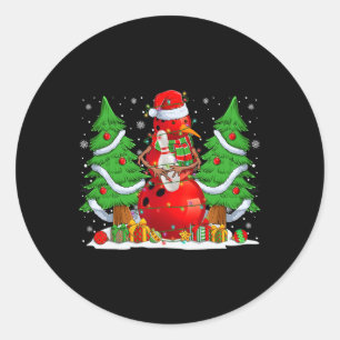 Funny Bowling Snowman Christmas Tree Lights Xmas P Classic Round Sticker