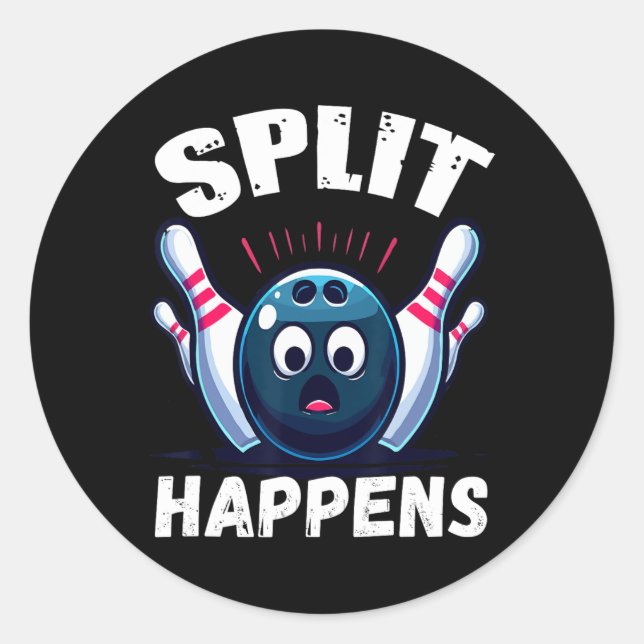 Funny Bowling Split Happens 1  Classic Round Sticker (Front)