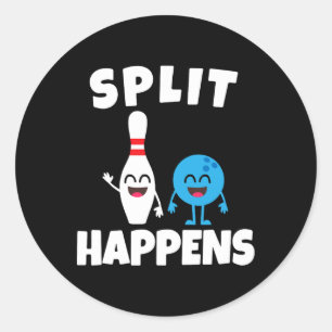 Funny Bowling Split Happens  Classic Round Sticker