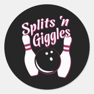 Funny Bowling Team Splits n Giggles  Classic Round Sticker