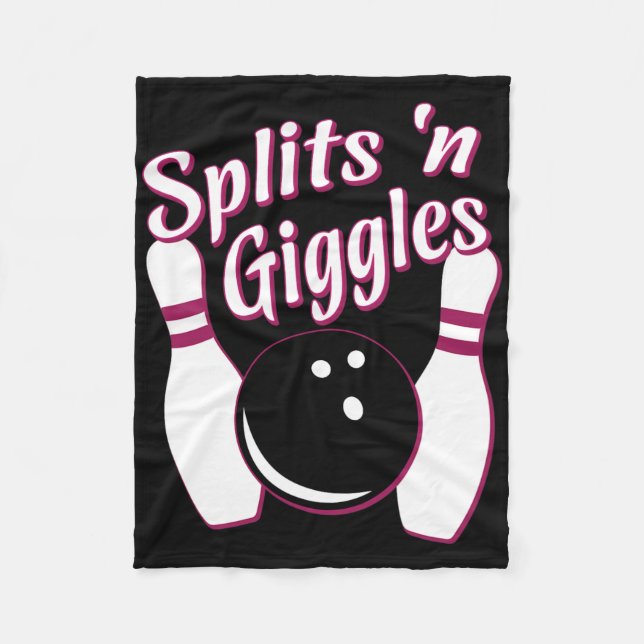 Funny Bowling Team Splits n Giggles  Fleece Blanket (Front)