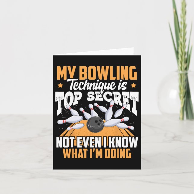 Funny Bowling Technique Ll Bowler Bowling Men Kids Card (Front)